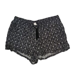 Old Navy Black and White Patterned Rayon Shorts with Pockets